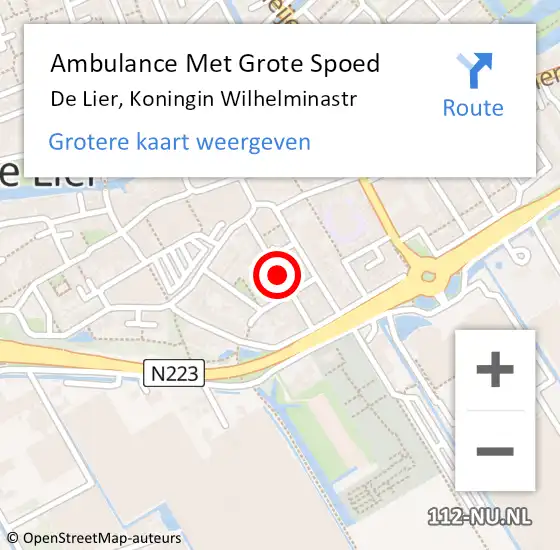 Locatie op kaart van de 112 melding: Ambulance Met Grote Spoed Naar De Lier, Koningin Wilhelminastr op 6 maart 2015 15:38