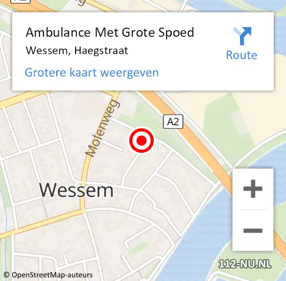 Locatie op kaart van de 112 melding: Ambulance Met Grote Spoed Naar Wessem, Haegstraat op 6 maart 2015 16:40