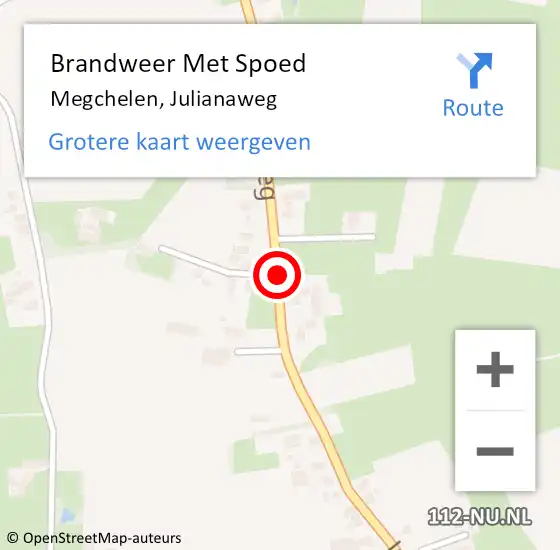 Locatie op kaart van de 112 melding: Brandweer Met Spoed Naar Megchelen, Julianaweg op 7 maart 2015 17:45