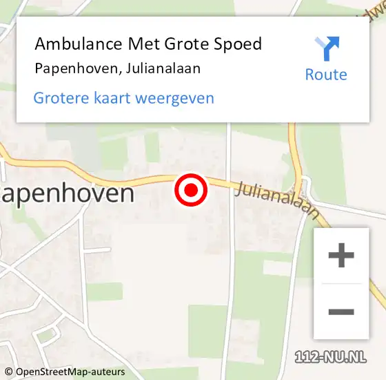 Locatie op kaart van de 112 melding: Ambulance Met Grote Spoed Naar Papenhoven, Julianalaan op 1 november 2013 02:08