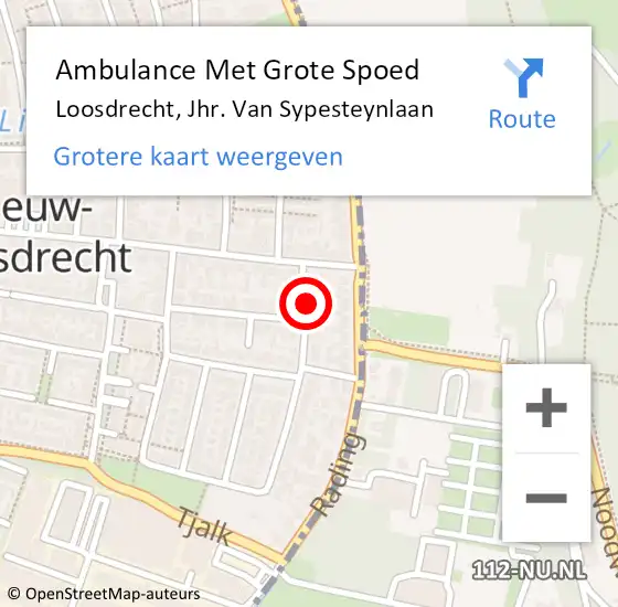 Locatie op kaart van de 112 melding: Ambulance Met Grote Spoed Naar Loosdrecht, Jhr. Van Sypesteynlaan op 9 maart 2015 00:40