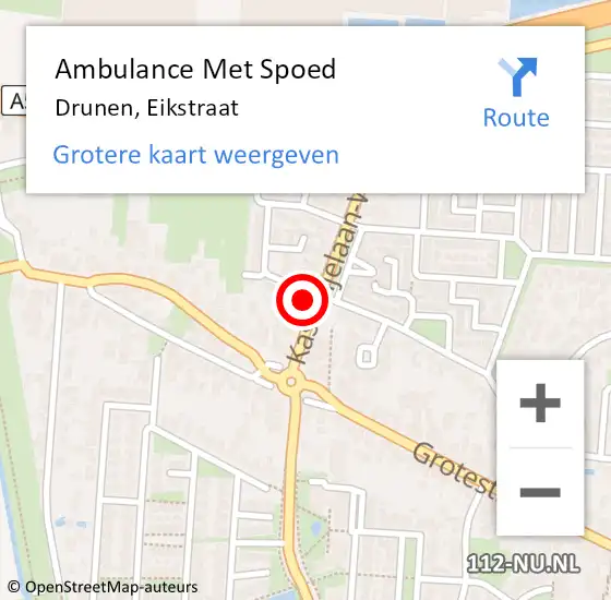 Locatie op kaart van de 112 melding: Ambulance Met Spoed Naar Drunen, Eikstraat op 9 maart 2015 17:43