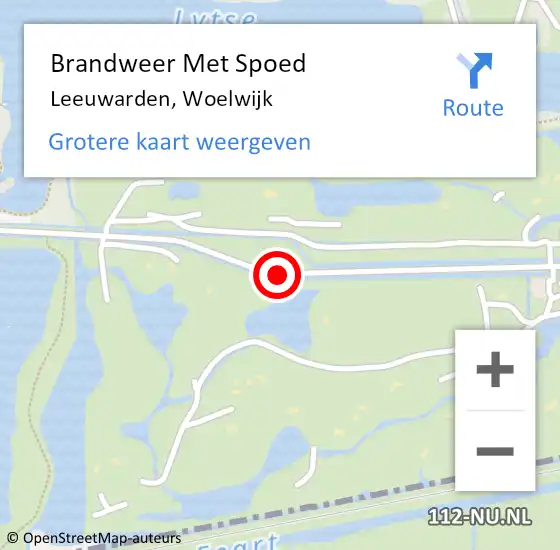 Locatie op kaart van de 112 melding: Brandweer Met Spoed Naar Leeuwarden, Woelwijk op 9 maart 2015 18:09