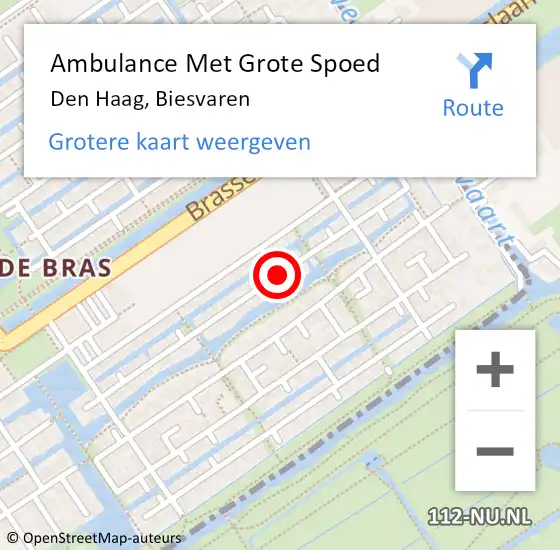 Locatie op kaart van de 112 melding: Ambulance Met Grote Spoed Naar Den Haag, Biesvaren op 1 november 2013 09:24