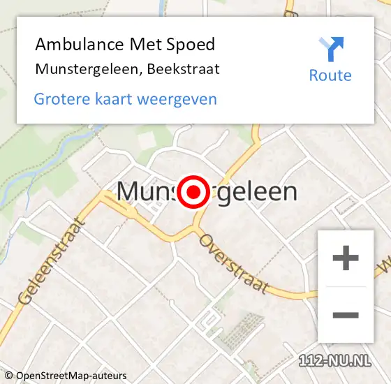 Locatie op kaart van de 112 melding: Ambulance Met Spoed Naar Munstergeleen, Beekstraat op 10 maart 2015 09:52