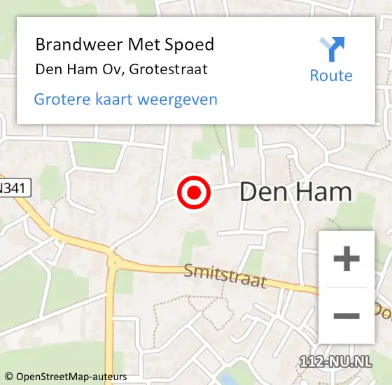 Locatie op kaart van de 112 melding: Brandweer Met Spoed Naar Den Ham Ov, Grotestraat op 11 september 2013 13:28