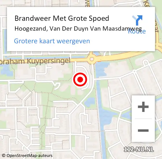 Locatie op kaart van de 112 melding: Brandweer Met Grote Spoed Naar Hoogezand, Van Der Duyn Van Maasdamweg op 10 maart 2015 11:18