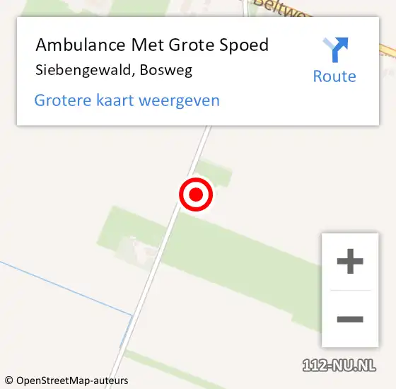 Locatie op kaart van de 112 melding: Ambulance Met Grote Spoed Naar Siebengewald, Bosweg op 10 maart 2015 11:34