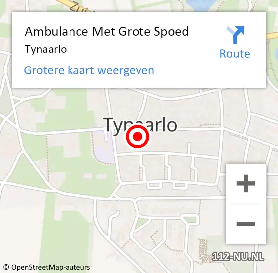 Locatie op kaart van de 112 melding: Ambulance Met Grote Spoed Naar Tynaarlo op 11 september 2013 13:30