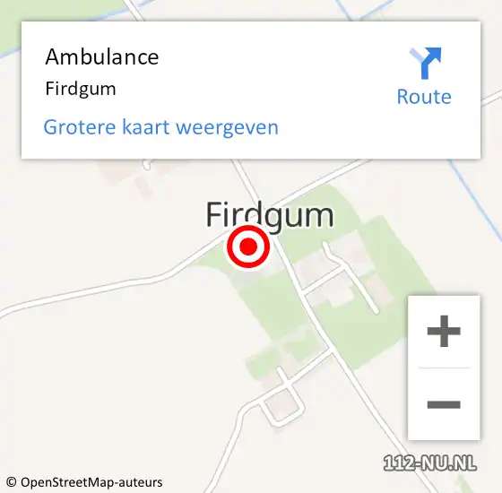 Locatie op kaart van de 112 melding: Ambulance Firdgum op 10 maart 2015 16:56