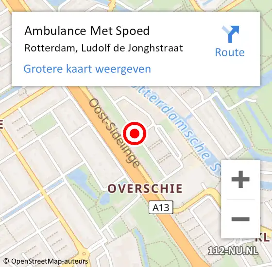 Locatie op kaart van de 112 melding: Ambulance Met Spoed Naar Rotterdam, Ludolf de Jonghstraat op 11 maart 2015 07:59