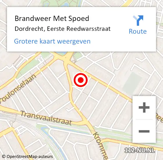 Locatie op kaart van de 112 melding: Brandweer Met Spoed Naar Dordrecht, Eerste Reedwarsstraat op 11 maart 2015 12:11