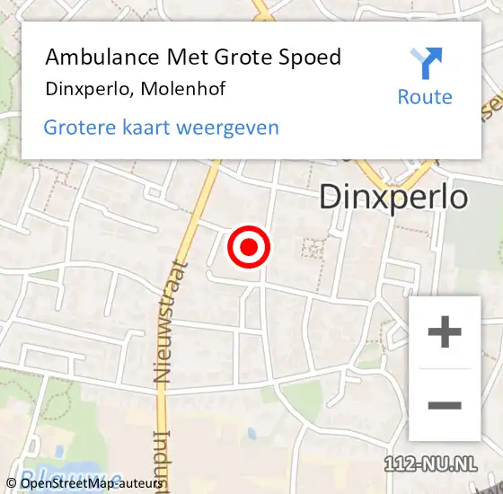 Locatie op kaart van de 112 melding: Ambulance Met Grote Spoed Naar Dinxperlo, Molenhof op 11 maart 2015 19:00