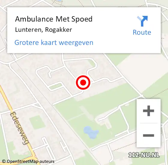 Locatie op kaart van de 112 melding: Ambulance Met Spoed Naar Lunteren, Rogakker op 11 maart 2015 19:04