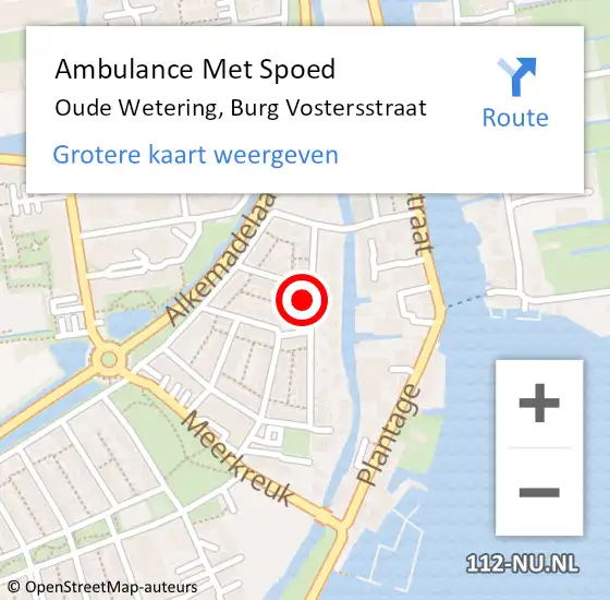 Locatie op kaart van de 112 melding: Ambulance Met Spoed Naar Oude Wetering, Burg Vostersstraat op 11 maart 2015 22:46
