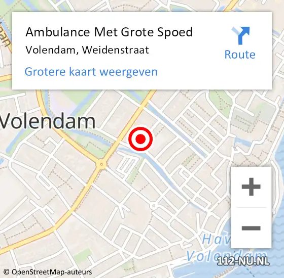 Locatie op kaart van de 112 melding: Ambulance Met Grote Spoed Naar Volendam, Weidenstraat op 12 maart 2015 00:49