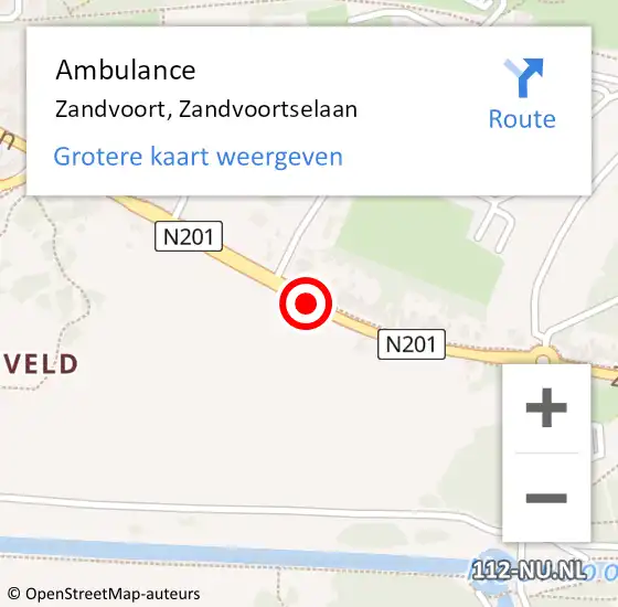 Locatie op kaart van de 112 melding: Ambulance Zandvoort, Zandvoortselaan op 12 maart 2015 07:31