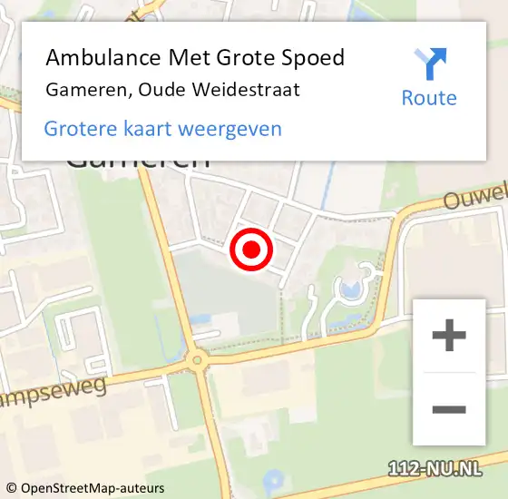 Locatie op kaart van de 112 melding: Ambulance Met Grote Spoed Naar Gameren, Oude Weidestraat op 12 maart 2015 12:26