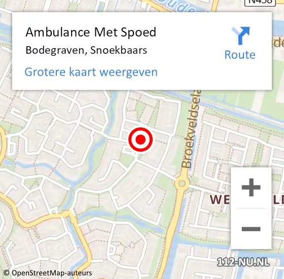 Locatie op kaart van de 112 melding: Ambulance Met Spoed Naar Bodegraven, Snoekbaars op 12 maart 2015 21:35