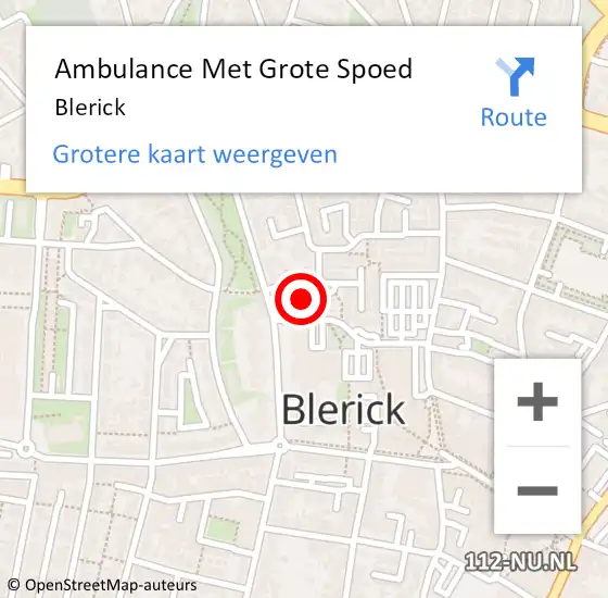 Locatie op kaart van de 112 melding: Ambulance Met Grote Spoed Naar Blerick op 13 maart 2015 02:20