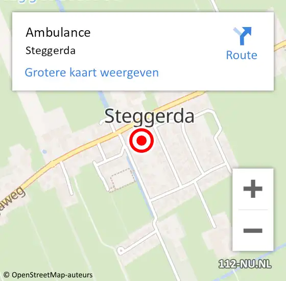 Locatie op kaart van de 112 melding: Ambulance Steggerda op 13 maart 2015 07:33