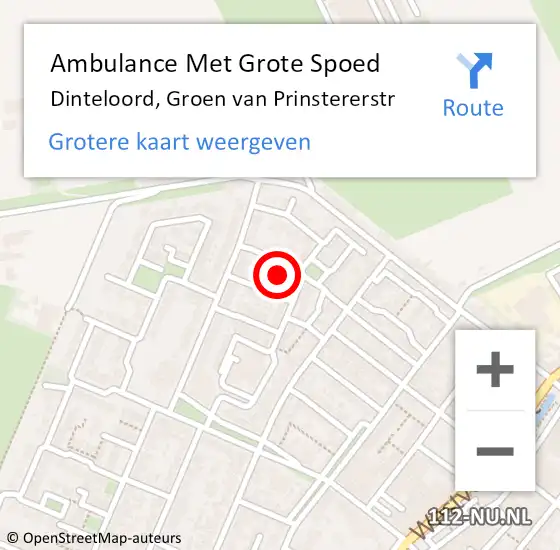Locatie op kaart van de 112 melding: Ambulance Met Grote Spoed Naar Dinteloord, Groen van Prinstererstr op 13 maart 2015 14:56