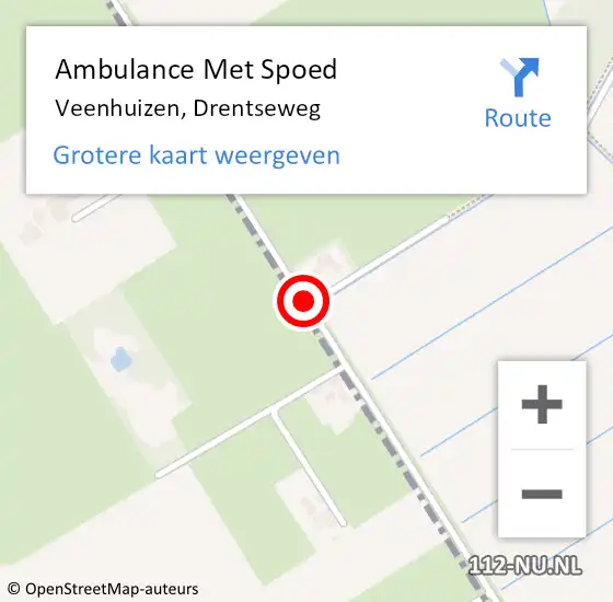 Locatie op kaart van de 112 melding: Ambulance Met Spoed Naar Veenhuizen, Drentseweg op 13 maart 2015 16:42