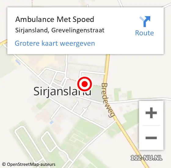 Locatie op kaart van de 112 melding: Ambulance Met Spoed Naar Sirjansland, Grevelingenstraat op 13 maart 2015 21:12