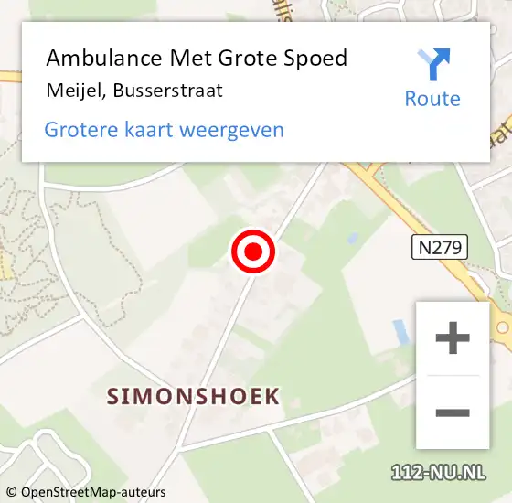 Locatie op kaart van de 112 melding: Ambulance Met Grote Spoed Naar Meijel, Busserstraat op 14 maart 2015 08:45