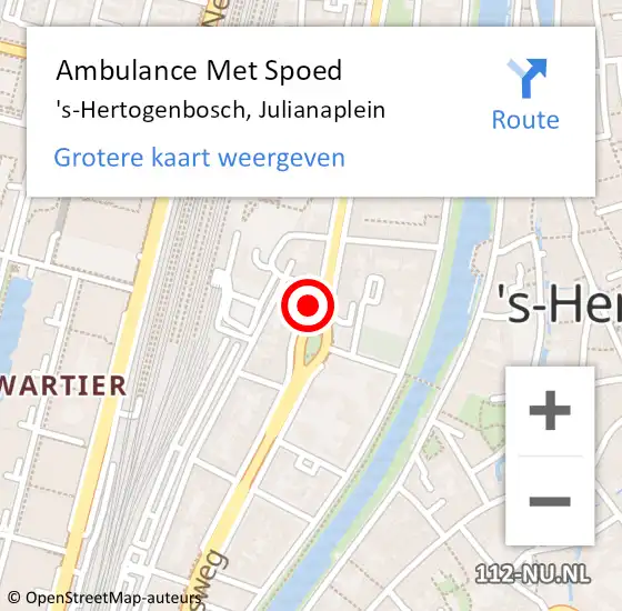 Locatie op kaart van de 112 melding: Ambulance Met Spoed Naar 's-Hertogenbosch, Julianaplein op 14 maart 2015 13:14