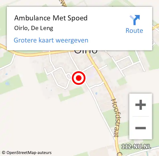 Locatie op kaart van de 112 melding: Ambulance Met Spoed Naar Oirlo, De Leng op 14 maart 2015 14:16