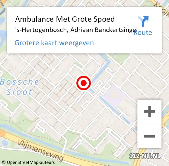 Locatie op kaart van de 112 melding: Ambulance Met Grote Spoed Naar 's-Hertogenbosch, Adriaan Banckertsingel op 14 maart 2015 18:40
