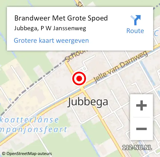 Locatie op kaart van de 112 melding: Brandweer Met Grote Spoed Naar Jubbega, P W Janssenweg op 14 maart 2015 19:54