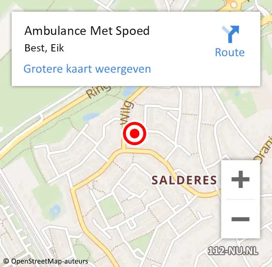 Locatie op kaart van de 112 melding: Ambulance Met Spoed Naar Best, Eik op 15 maart 2015 05:02