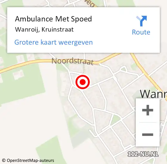 Locatie op kaart van de 112 melding: Ambulance Met Spoed Naar Wanroij, Kruinstraat op 15 maart 2015 06:33