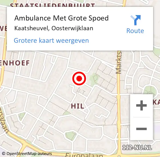 Locatie op kaart van de 112 melding: Ambulance Met Grote Spoed Naar Kaatsheuvel, Oosterwijklaan op 15 maart 2015 07:46