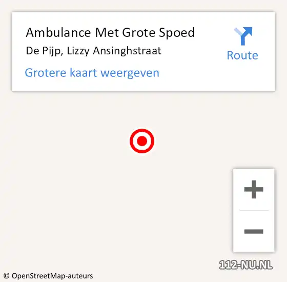 Locatie op kaart van de 112 melding: Ambulance Met Grote Spoed Naar De Pijp, Lizzy Ansinghstraat op 15 maart 2015 14:55