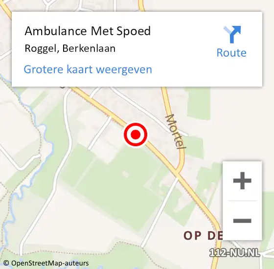 Locatie op kaart van de 112 melding: Ambulance Met Spoed Naar Roggel, Berkenlaan op 15 maart 2015 16:16