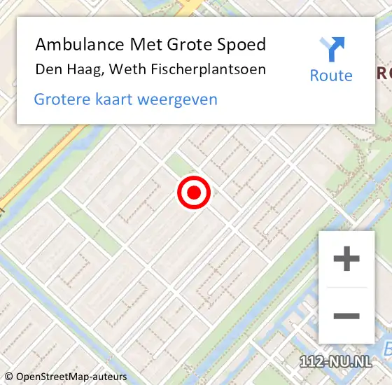 Locatie op kaart van de 112 melding: Ambulance Met Grote Spoed Naar Den Haag, Weth Fischerplantsoen op 16 maart 2015 01:30