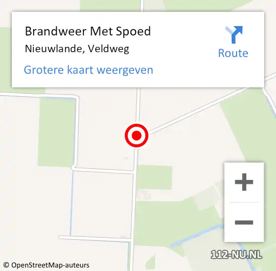 Locatie op kaart van de 112 melding: Brandweer Met Spoed Naar Nieuwlande, Veldweg op 16 maart 2015 05:10