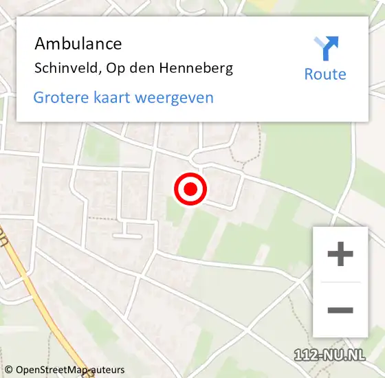 Locatie op kaart van de 112 melding: Ambulance Schinveld, Op den Henneberg op 1 november 2013 21:11