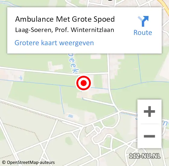 Locatie op kaart van de 112 melding: Ambulance Met Grote Spoed Naar Laag-Soeren, Prof. Winternitzlaan op 16 maart 2015 18:32