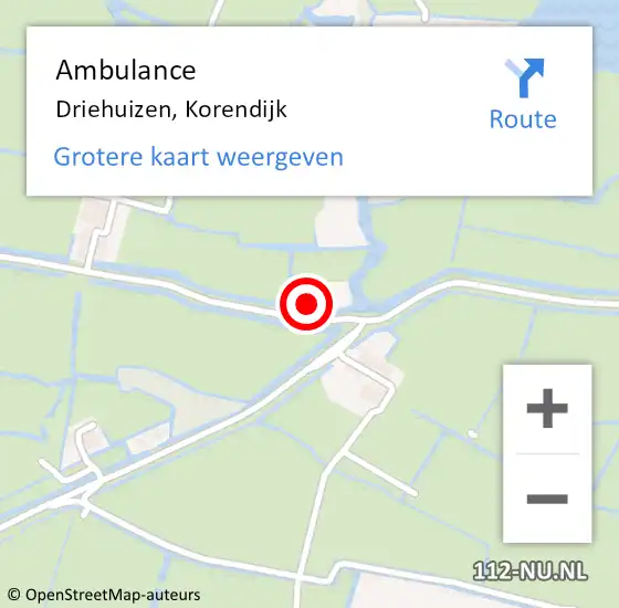 Locatie op kaart van de 112 melding: Ambulance Driehuizen, Korendijk op 16 maart 2015 19:13