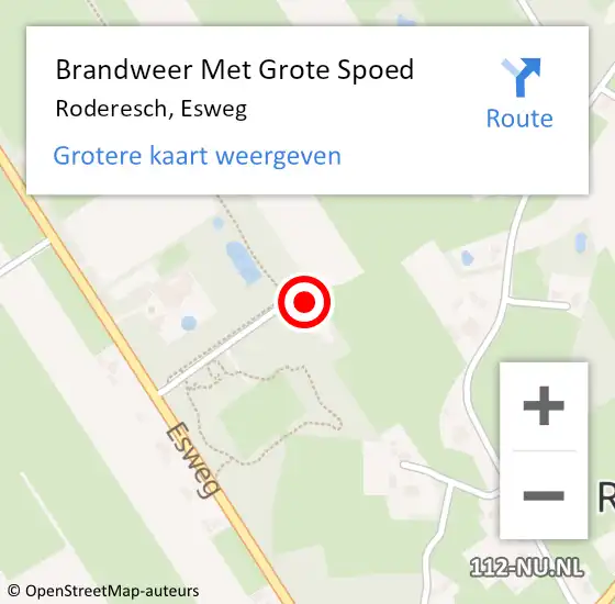 Locatie op kaart van de 112 melding: Brandweer Met Grote Spoed Naar Roderesch, Esweg op 1 november 2013 22:48