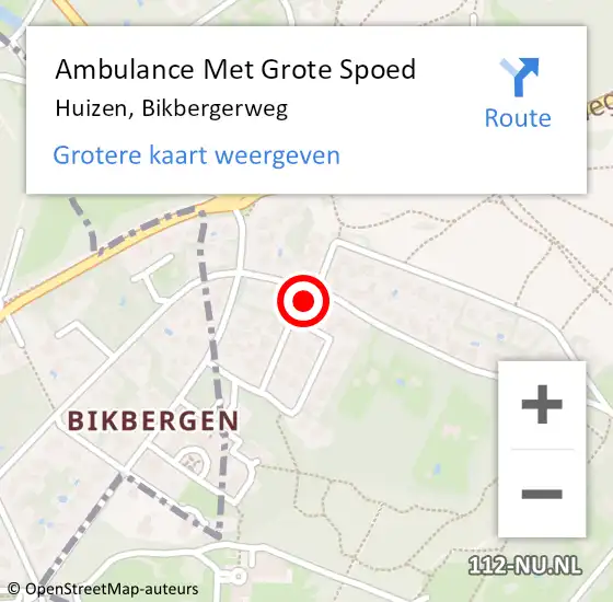 Locatie op kaart van de 112 melding: Ambulance Met Grote Spoed Naar Huizen, Bikbergerweg op 17 maart 2015 00:18