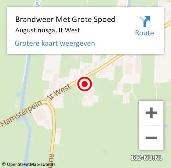 Locatie op kaart van de 112 melding: Brandweer Met Grote Spoed Naar Augustinusga, It West op 17 maart 2015 08:34
