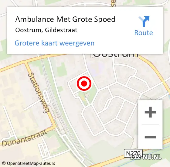 Locatie op kaart van de 112 melding: Ambulance Met Grote Spoed Naar Oostrum, Gildestraat op 17 maart 2015 11:39