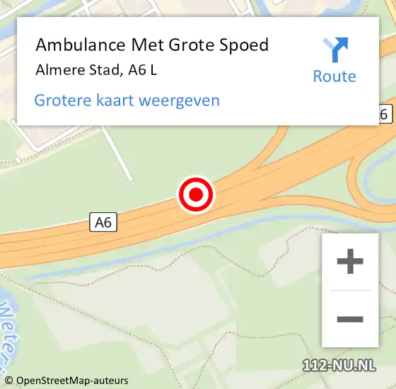 Locatie op kaart van de 112 melding: Ambulance Met Grote Spoed Naar Almere Stad, A6 L op 17 maart 2015 15:28