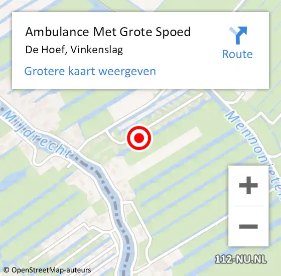 Locatie op kaart van de 112 melding: Ambulance Met Grote Spoed Naar De Hoef, Vinkenslag op 2 november 2013 05:40
