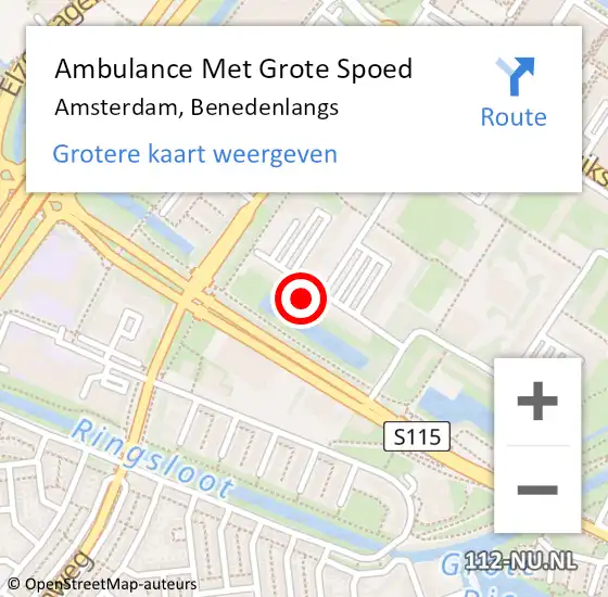 Locatie op kaart van de 112 melding: Ambulance Met Grote Spoed Naar Amsterdam, Benedenlangs op 19 maart 2015 09:21